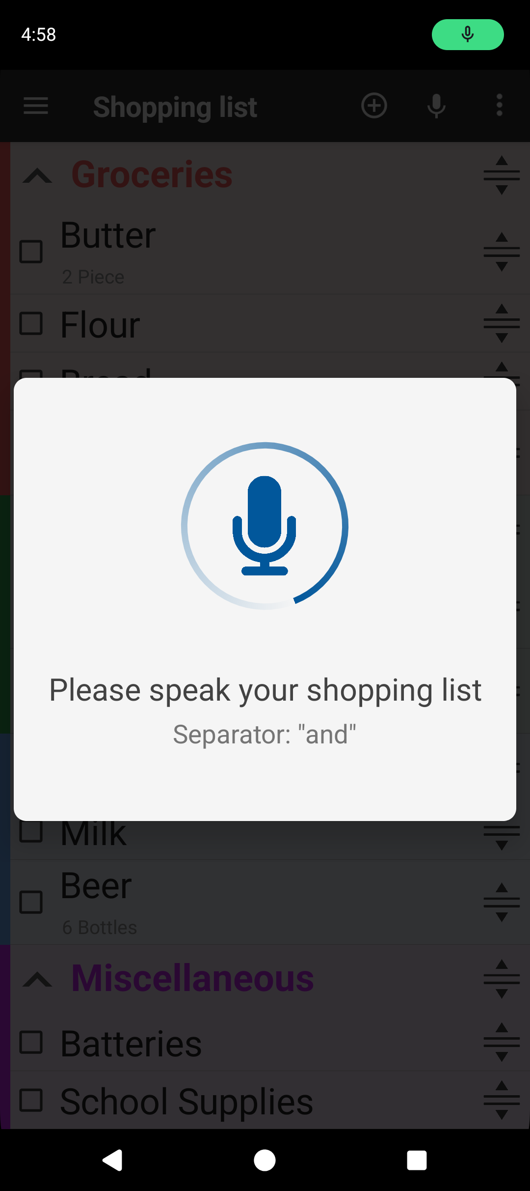 Voice input on Android